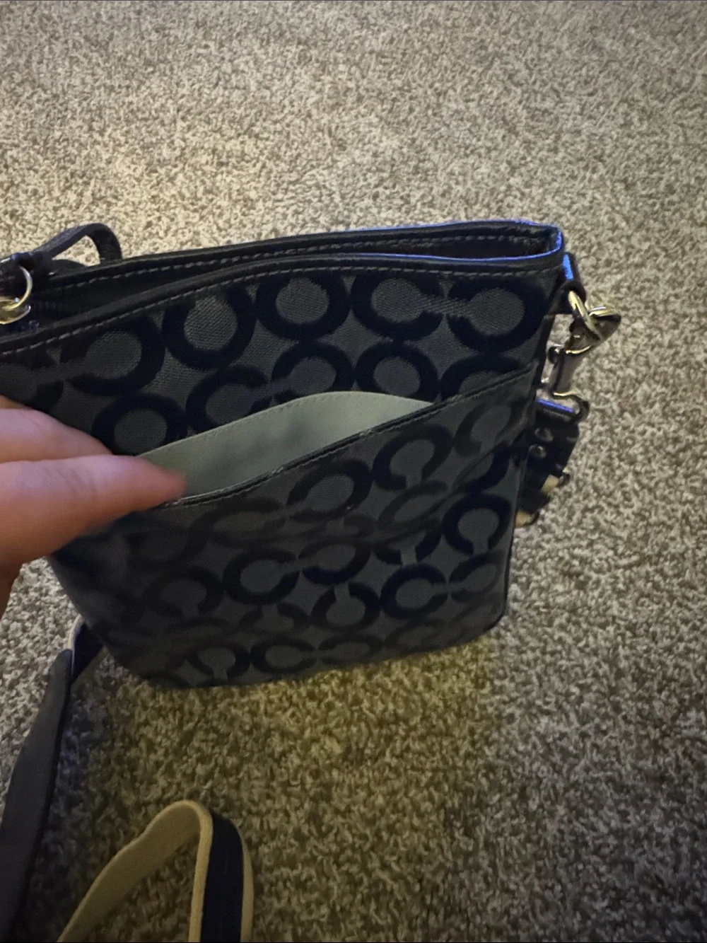 Coach Navy Signature Messenger with Cream and Navy Strap